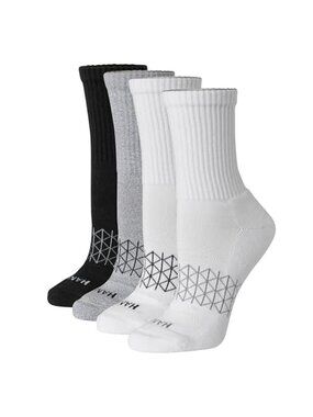 Womens Crew Socks Cushioned Cotton Comfort Mid Calf Seamless Soft 4 Pack